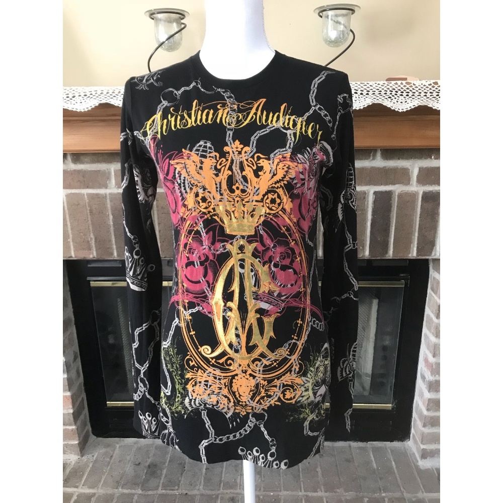 Christian Audigier Long Sleeve T-Shirt Size M